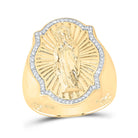 10K Yellow Gold Diamond Virgin Prayer Men's Ring 1/4 Cttw - Splendid Jewellery