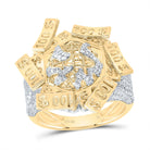 10K Yellow Gold Diamond World Map Men's Ring 1 Cttw - Splendid Jewellery