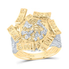 10K Yellow Gold Diamond World Map Men's Ring 1 Cttw - Splendid Jewellery