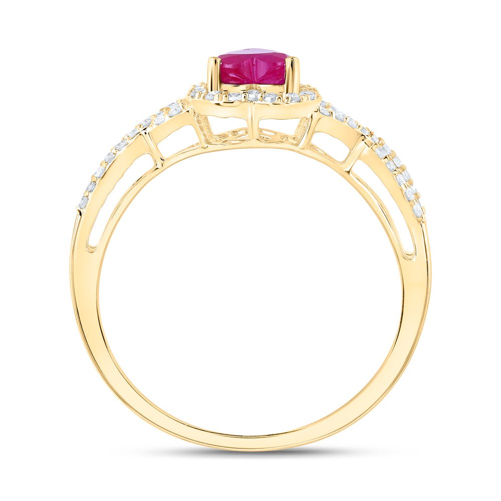 10K Yellow Gold Heart Natural Ruby Gemstone Ring 1/4 Cttw - Splendid Jewellery