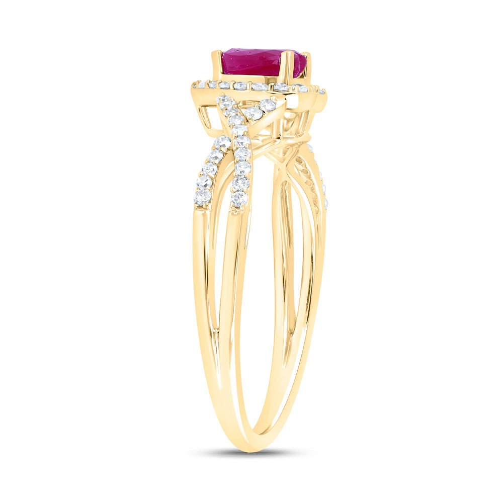 10K Yellow Gold Heart Natural Ruby Gemstone Ring 1/4 Cttw - Splendid Jewellery