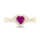 10K Yellow Gold Heart Natural Ruby Gemstone Ring 1/4 Cttw - Splendid Jewellery