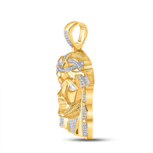 Load image into Gallery viewer, 10k Yellow Gold Men's Diamond Jesus Face Charm Pendant 1/2 Cttw - A Divine Statement Piece - Splendid Jewellery