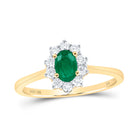 10K Yellow Gold Natural Emerald Oval Gemstone Ring 1/4 Cttw - Splendid Jewellery
