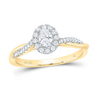 10K Yellow Gold Oval Diamond Coval Engagement Single Halo 1/3 Cttw - Splendid Jewellery