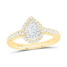 10K Yellow Gold Pear Diamond Double Halo Engagement Ring 1/2 Cttw - Splendid Jewellery