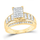 10K Yellow Gold Princess Diamond Cluster Bridal Wedding Engagement Ring 1 Cttw - Splendid Jewellery