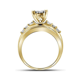 10K Yellow Gold Princess Diamond Cluster Bridal Wedding Engagement Ring 1/2 Cttw - Splendid Jewellery