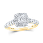 10K Yellow Gold Princess Diamond Double Halo Engagement Ring 1 Cttw - Splendid Jewellery