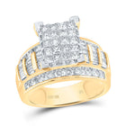 10K Yellow Gold Princess Diamond Fashion Emerald Ring 2 Cttw - Splendid Jewellery