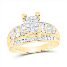 Load image into Gallery viewer, 10K Yellow Gold Princess Diamond Fashion Emerald Ring 7/8 Cttw - Splendid Jewellery