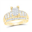 10K Yellow Gold Princess Diamond Fashion Emerald Ring 7/8 Cttw - Splendid Jewellery