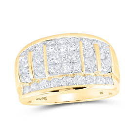 10K Yellow Gold Princess Diamond Mens Band 3 Cttw - Splendid Jewellery