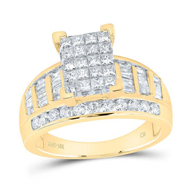 10K Yellow Gold Princess Diamond Ring 1 1/2 Cttw - Splendid Jewellery