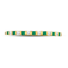 Load image into Gallery viewer, 10K Yellow Gold Princess Natural Emerald Women's Princess Emerald Alternating Stackable Band Ring 1/6 Cttw - Splendid Jewellery