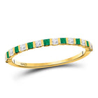 10K Yellow Gold Princess Natural Emerald Women's Princess Emerald Alternating Stackable Band Ring 1/6 Cttw - Splendid Jewellery