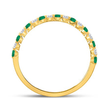 Load image into Gallery viewer, 10K Yellow Gold Princess Natural Emerald Women's Princess Emerald Alternating Stackable Band Ring 1/6 Cttw - Splendid Jewellery