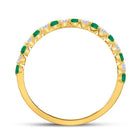 10K Yellow Gold Princess Natural Emerald Women's Princess Emerald Alternating Stackable Band Ring 1/6 Cttw - Splendid Jewellery
