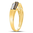 10K Yellow Gold Round Brown Diamond Women's Brown Band Ring 1/4 Cttw - Splendid Jewellery