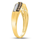10K Yellow Gold Round Brown Diamond Women's Brown Band Ring 1/4 Cttw - Splendid Jewellery