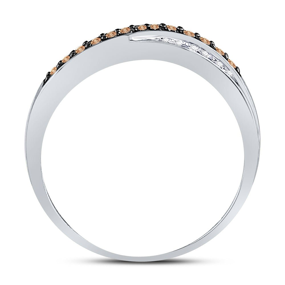 10K Yellow Gold Round Brown Diamond Women's Brown Band Ring 1/4 Cttw - Splendid Jewellery