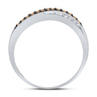 10K Yellow Gold Round Brown Diamond Women's Brown Band Ring 1/4 Cttw - Splendid Jewellery