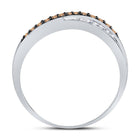 10K Yellow Gold Round Brown Diamond Women's Brown Band Ring 1/4 Cttw - Splendid Jewellery