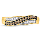 10K Yellow Gold Round Brown Diamond Women's Brown Band Ring 1/4 Cttw - Splendid Jewellery