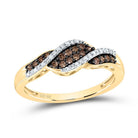 10K Yellow Gold Round Brown Diamond Women's Brown Band Ring 1/5 Cttw - Splendid Jewellery