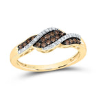 10K Yellow Gold Round Brown Diamond Women's Brown Band Ring 1/5 Cttw - Splendid Jewellery