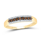 10K Yellow Gold Round Brown Diamond Women's Brown Band Ring 1/5 Cttw - Splendid Jewellery