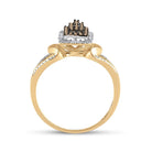 10K Yellow Gold Round Brown Diamond Women's Brown Cluster Ring 1/5 Cttw - Splendid Jewellery