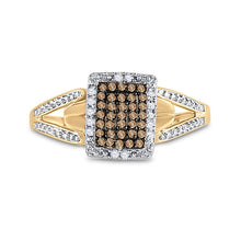 Load image into Gallery viewer, 10K Yellow Gold Round Brown Diamond Women's Brown Cluster Ring 1/5 Cttw - Splendid Jewellery