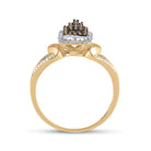 10K Yellow Gold Round Brown Diamond Women's Brown Cluster Ring 1/5 Cttw - Splendid Jewellery