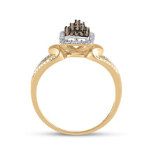 Load image into Gallery viewer, 10K Yellow Gold Round Brown Diamond Women's Brown Cluster Ring 1/5 Cttw - Splendid Jewellery