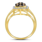 10K Yellow Gold Round Brown Diamond Women's Brown Polygon Cluster Ring 1/2 Cttw - Splendid Jewellery