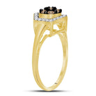 10K Yellow Gold Round Brown Diamond Women's Brown Polygon Cluster Ring 1/2 Cttw - Splendid Jewellery
