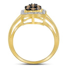 10K Yellow Gold Round Brown Diamond Women's Brown Polygon Cluster Ring 1/2 Cttw - Splendid Jewellery