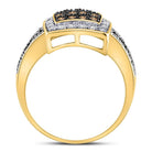 10K Yellow Gold Round Brown Diamond Women's Brown Square Cluster Ring 1/2 Cttw - Splendid Jewellery