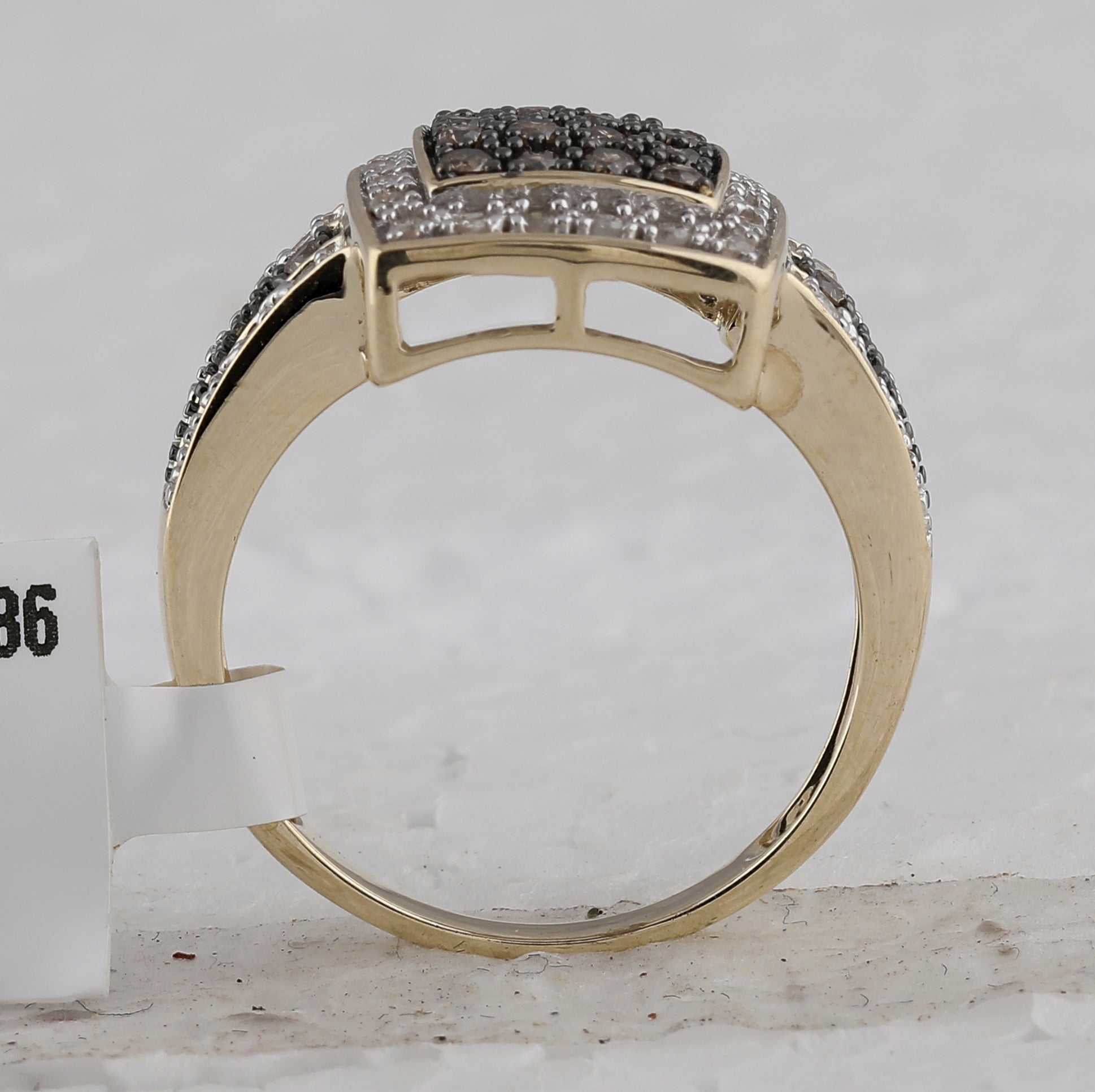 10K Yellow Gold Round Brown Diamond Women's Brown Square Cluster Ring 1/2 Cttw - Splendid Jewellery