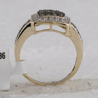 10K Yellow Gold Round Brown Diamond Women's Brown Square Cluster Ring 1/2 Cttw - Splendid Jewellery