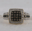 10K Yellow Gold Round Brown Diamond Women's Brown Square Cluster Ring 1/2 Cttw - Splendid Jewellery