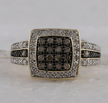 Load image into Gallery viewer, 10K Yellow Gold Round Brown Diamond Women's Brown Square Cluster Ring 1/2 Cttw - Splendid Jewellery