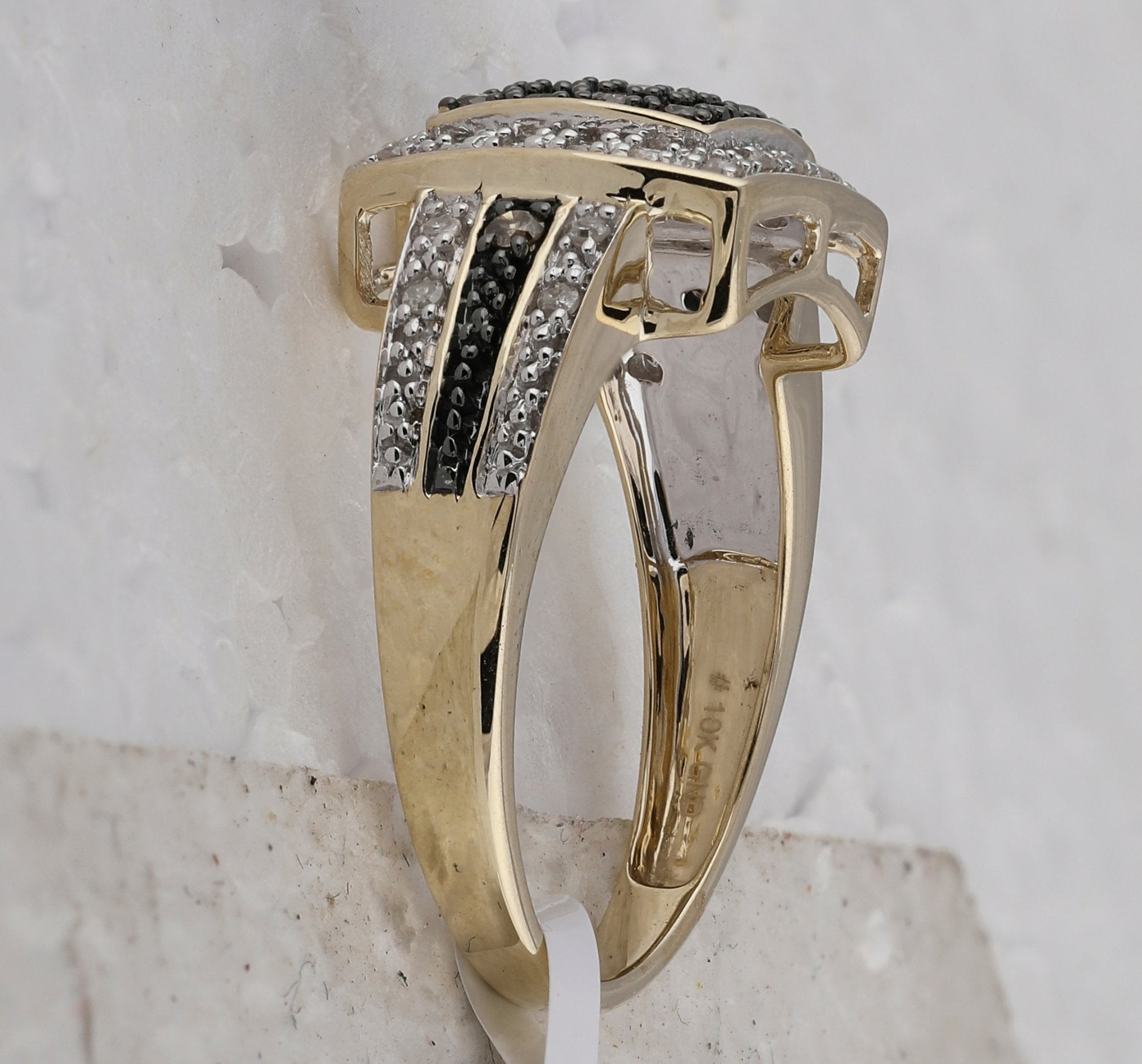 10K Yellow Gold Round Brown Diamond Women's Brown Square Cluster Ring 1/2 Cttw - Splendid Jewellery