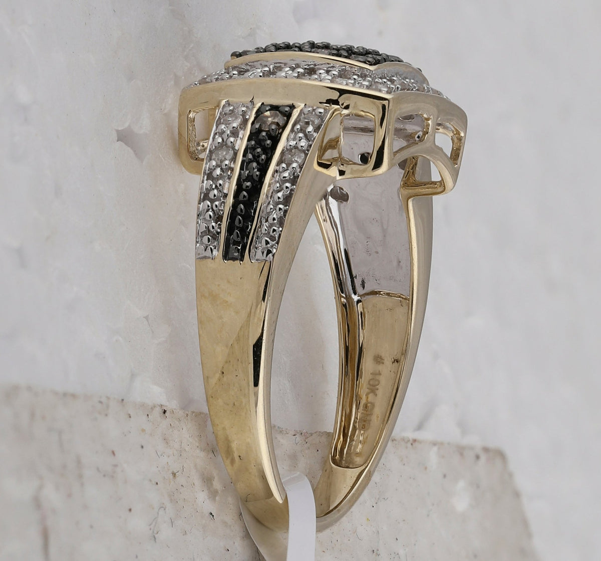 10K Yellow Gold Round Brown Diamond Women's Brown Square Cluster Ring 1/2 Cttw - Splendid Jewellery
