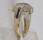 10K Yellow Gold Round Brown Diamond Women's Brown Square Cluster Ring 1/2 Cttw - Splendid Jewellery