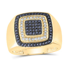 Load image into Gallery viewer, 10K Yellow Gold Round Colored Black Diamond Mens Ring 3/4 Cttw - Splendid Jewellery
