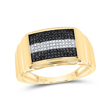 Load image into Gallery viewer, 10K Yellow Gold Round Colored Black Diamond Micro - Pave Mens Ring 1/4 Cttw - Splendid Jewellery