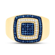 Load image into Gallery viewer, 10K Yellow Gold Round Colored Blue Diamond Mens Ring 3/4 Cttw - Splendid Jewellery