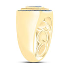 10K Yellow Gold Round Colored Blue Diamond Mens Ring 3/4 Cttw - Splendid Jewellery